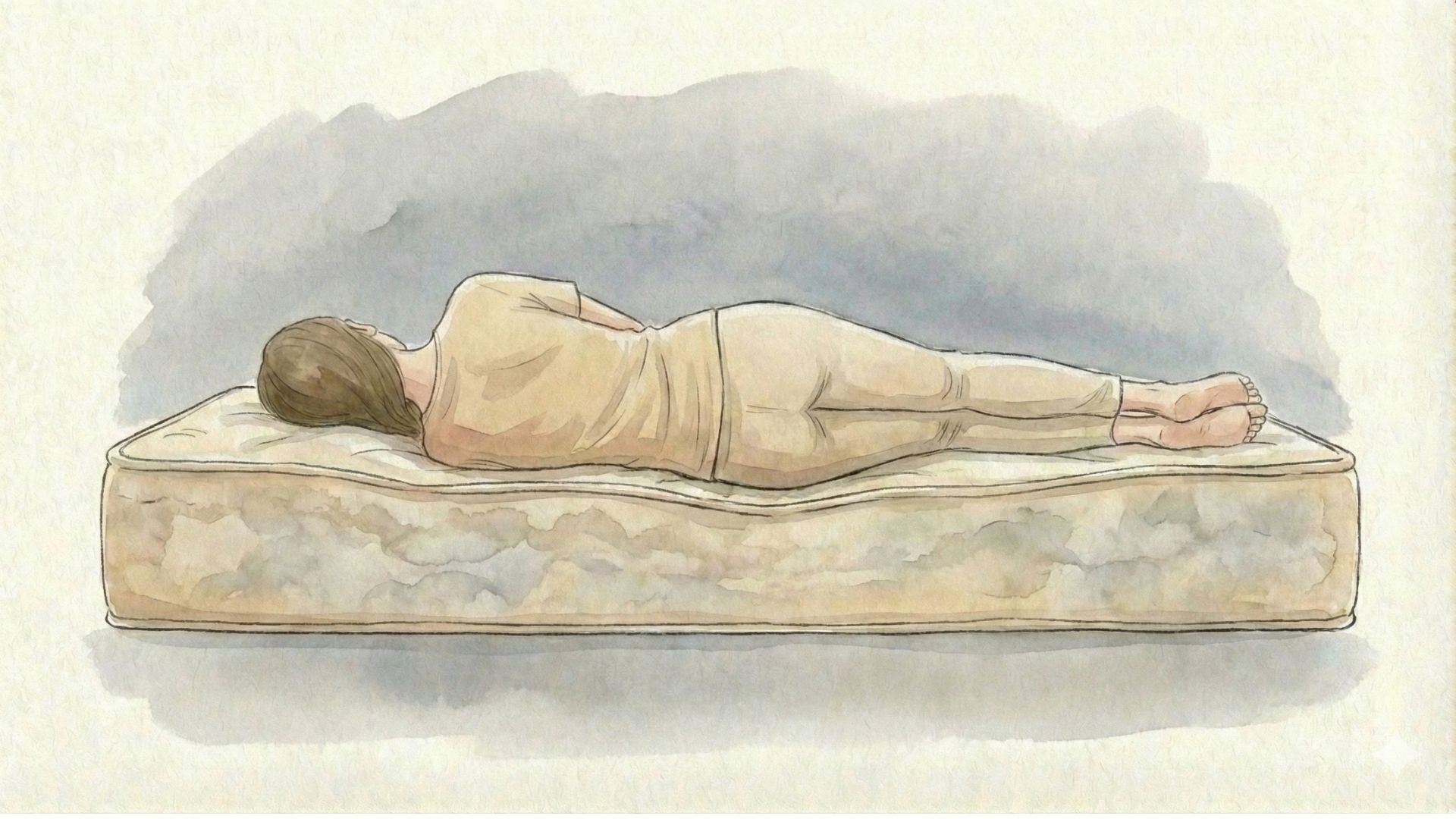 Feder & Kern Matratze mit sichtbarer Liegekuhle, Person liegt seitlich, Illustration