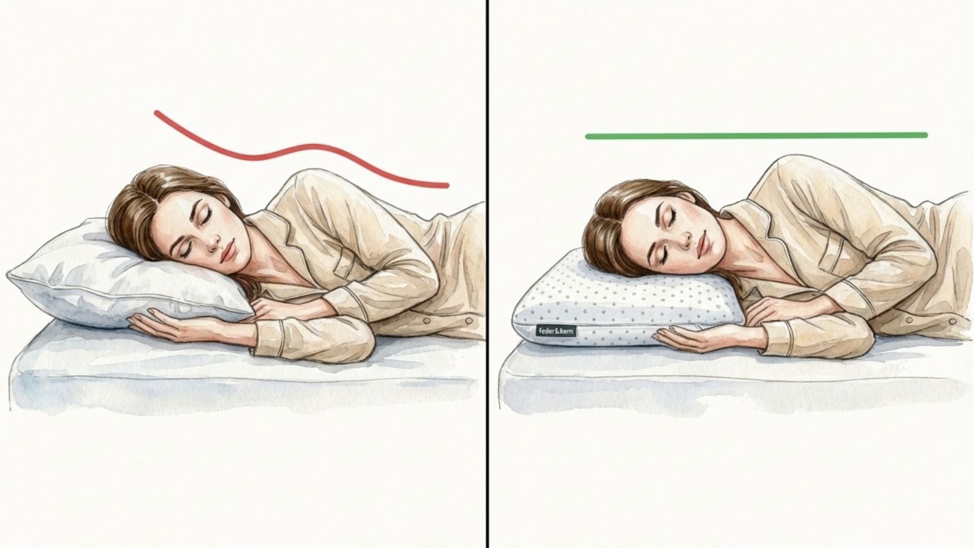Vergleich Feder & Kern Daunenkissen und Feder & Kern Nackenstützkissen für Seitenschläfer