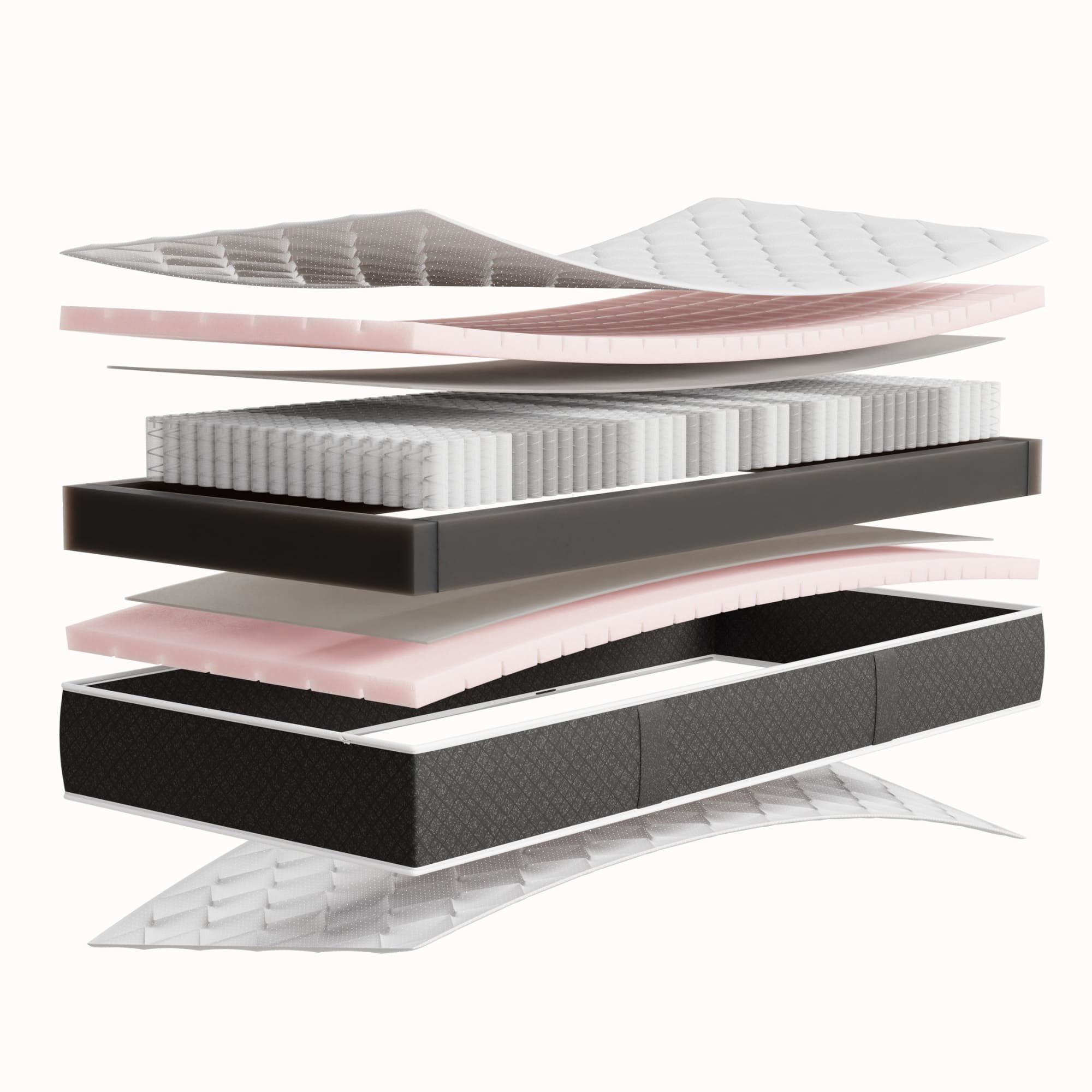 Feder & Kern Flex Taschenfederkernmatratze Querschnitt, verschiedene Schichten und Materialien sichtbar