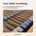 Feder & Kern Lattenrost mit Holzleisten und elastischen Kunststofflagern in Grau und Blau.