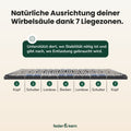 Grafik eines Lattenrosts mit sieben markierten Liegezonen für Kopf, Schulter, Lordose und Becken.